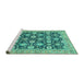 Sideview of Machine Washable Abstract Turquoise Modern Area Rugs, wshabs2429turq