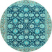 Round Abstract Light Blue Modern Rug, abs2429lblu