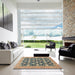 Square Abstract Brown Modern Rug in a Living Room, abs2429