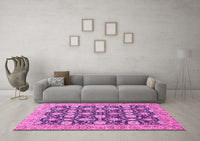 Machine Washable Abstract Pink Modern Rug, wshabs2429pnk