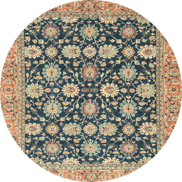 Round Abstract Brown Modern Rug, abs2429