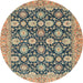 Round Abstract Brown Modern Rug, abs2429