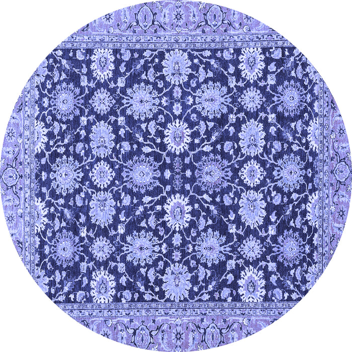 Round Abstract Blue Modern Rug, abs2429blu