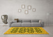 Machine Washable Abstract Yellow Modern Rug in a Living Room, wshabs2429yw