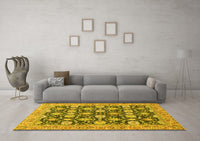 Machine Washable Abstract Yellow Modern Rug, wshabs2429yw