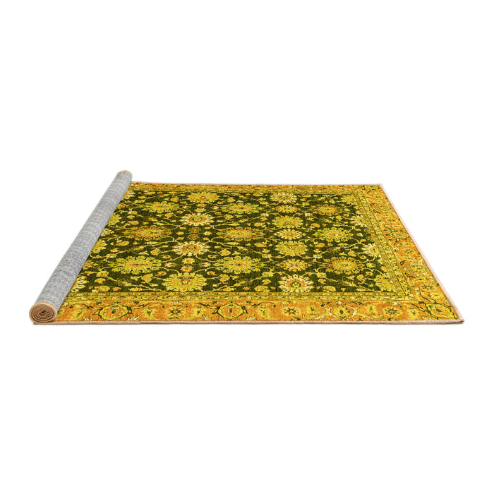Sideview of Machine Washable Abstract Yellow Modern Rug, wshabs2429yw