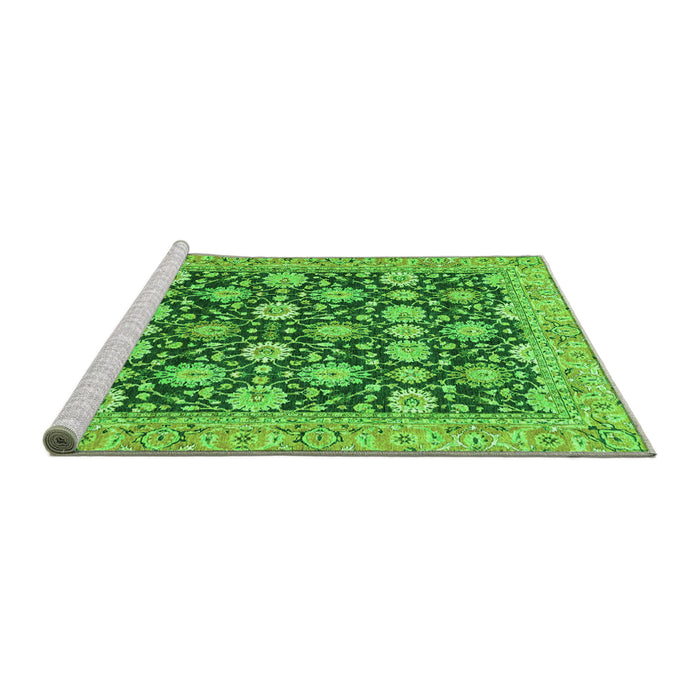 Sideview of Machine Washable Abstract Green Modern Area Rugs, wshabs2429grn