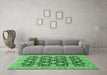 Machine Washable Abstract Emerald Green Modern Area Rugs in a Living Room,, wshabs2429emgrn