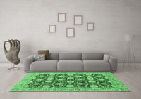 Machine Washable Abstract Emerald Green Modern Rug, wshabs2429emgrn