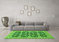 Machine Washable Abstract Green Modern Rug, wshabs2429grn