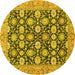 Round Abstract Yellow Modern Rug, abs2429yw