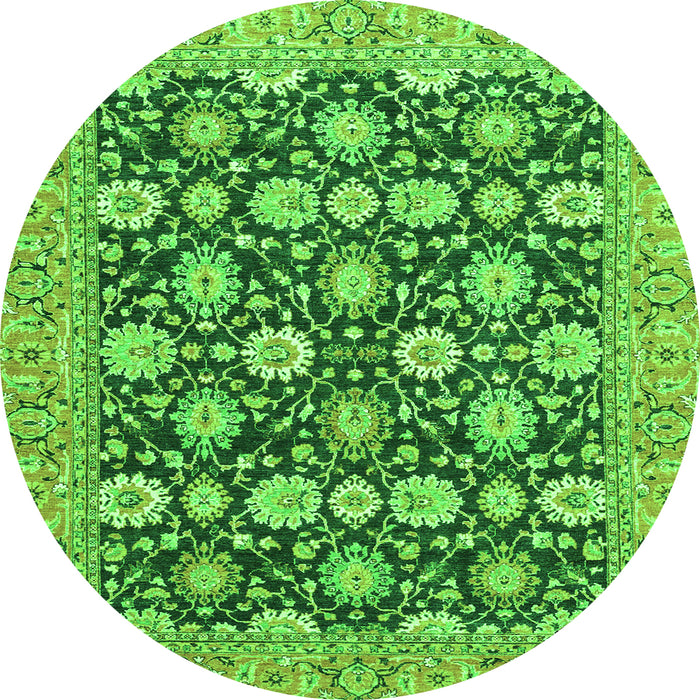 Round Machine Washable Abstract Green Modern Area Rugs, wshabs2429grn
