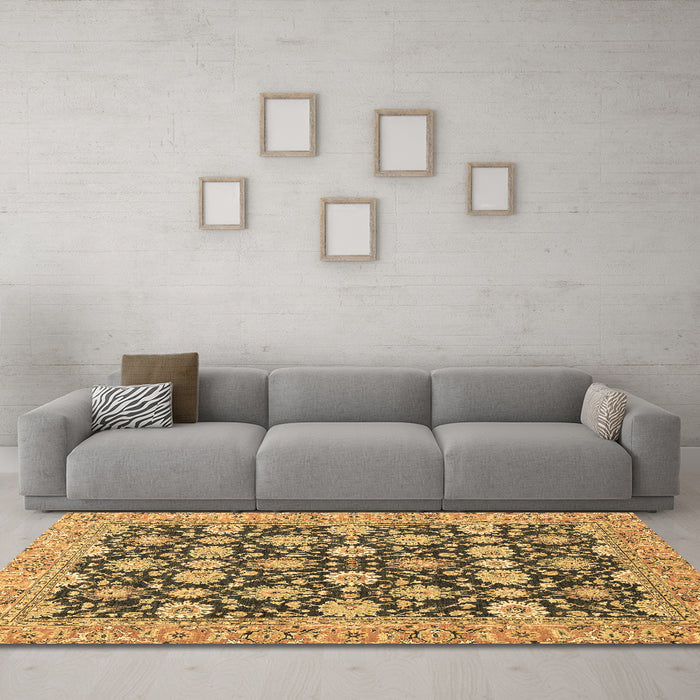 Machine Washable Abstract Brown Modern Rug in a Living Room,, wshabs2429brn