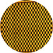 Round Machine Washable Checkered Yellow Modern Rug, wshabs242yw