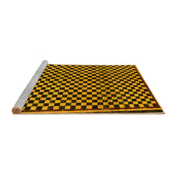 Sideview of Machine Washable Checkered Yellow Modern Rug, wshabs242yw