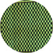 Round Machine Washable Checkered Turquoise Modern Area Rugs, wshabs242turq