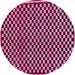 Round Machine Washable Checkered Pink Modern Rug, wshabs242pnk