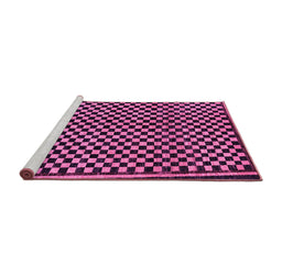 Sideview of Machine Washable Checkered Purple Modern Area Rugs, wshabs242pur
