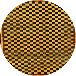 Round Abstract Red Checkered Rug, abs242