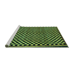 Sideview of Machine Washable Checkered Turquoise Modern Area Rugs, wshabs242turq