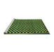 Sideview of Machine Washable Checkered Turquoise Modern Area Rugs, wshabs242turq