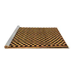 Sideview of Machine Washable Checkered Brown Modern Rug, wshabs242brn