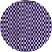 Round Machine Washable Checkered Blue Modern Rug, wshabs242blu