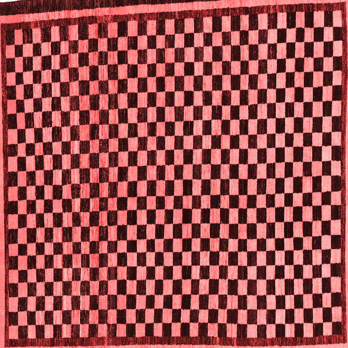Machine Washable Checkered Red Modern Rug, wshabs242red