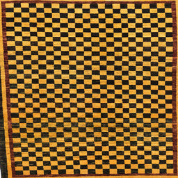 Square Abstract Red Checkered Rug, abs242