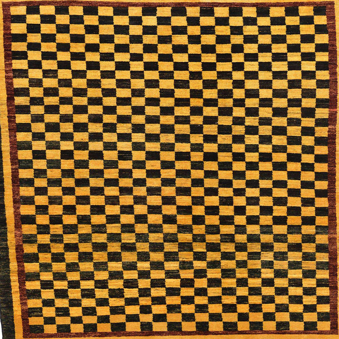 Square Abstract Red Checkered Rug, abs242