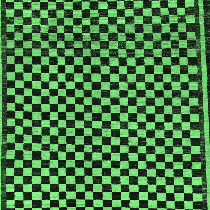 Machine Washable Checkered Emerald Green Modern Area Rugs, wshabs242emgrn