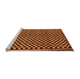 Sideview of Machine Washable Checkered Orange Modern Area Rugs, wshabs242org