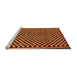 Sideview of Machine Washable Checkered Orange Modern Area Rugs, wshabs242org