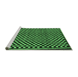 Sideview of Machine Washable Checkered Emerald Green Modern Area Rugs, wshabs242emgrn