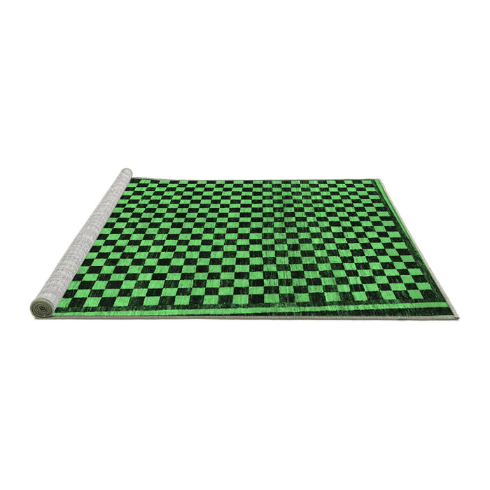Sideview of Machine Washable Checkered Emerald Green Modern Area Rugs, wshabs242emgrn