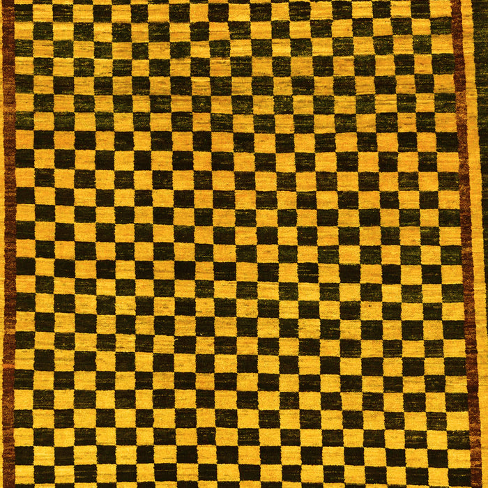 Machine Washable Checkered Yellow Modern Rug, wshabs242yw