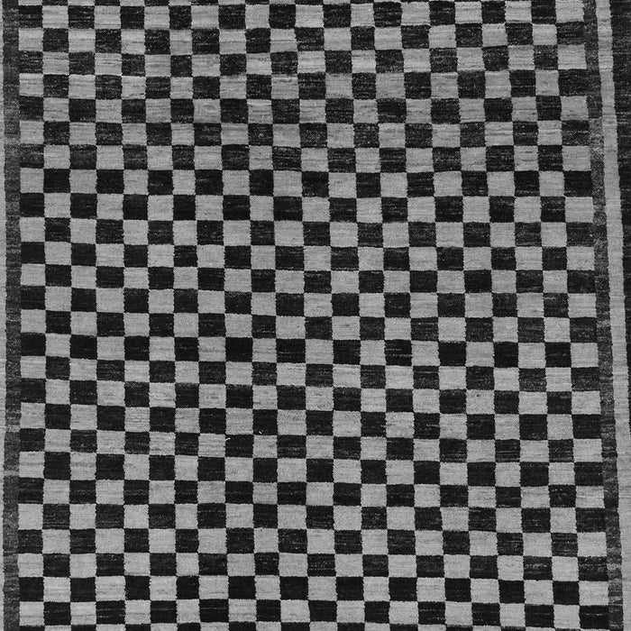 Machine Washable Checkered Gray Modern Rug, wshabs242gry