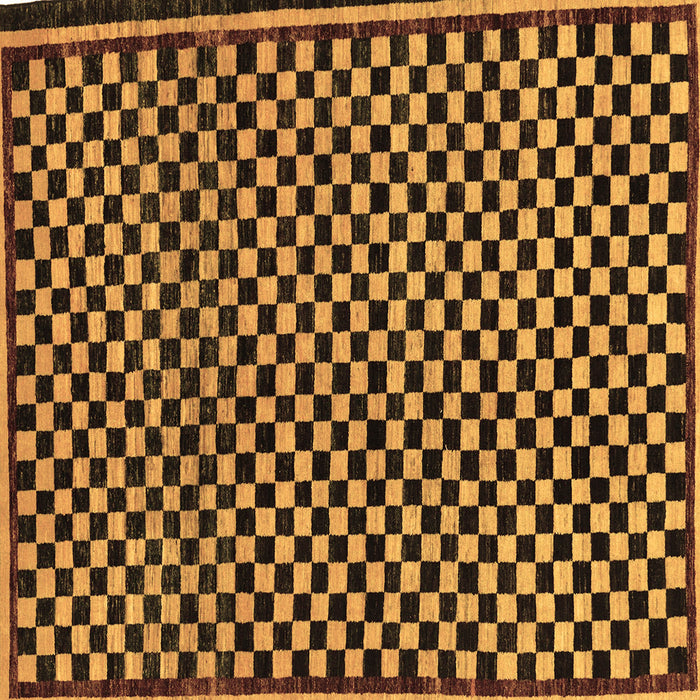 Square Machine Washable Checkered Brown Modern Rug, wshabs242brn