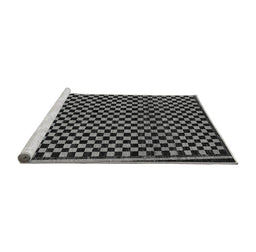 Sideview of Machine Washable Checkered Gray Modern Rug, wshabs242gry