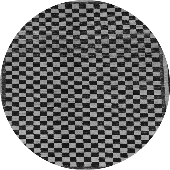 Round Machine Washable Checkered Gray Modern Rug, wshabs242gry