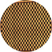 Round Machine Washable Checkered Brown Modern Rug, wshabs242brn