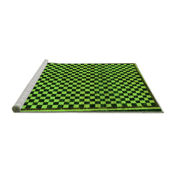 Sideview of Machine Washable Checkered Green Modern Area Rugs, wshabs242grn