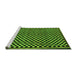 Sideview of Machine Washable Checkered Green Modern Area Rugs, wshabs242grn