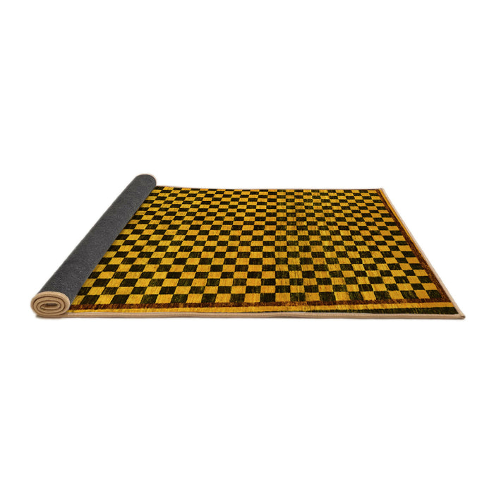 Sideview of Checkered Yellow Modern Rug, abs242yw