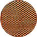 Round Machine Washable Checkered Orange Modern Area Rugs, wshabs242org