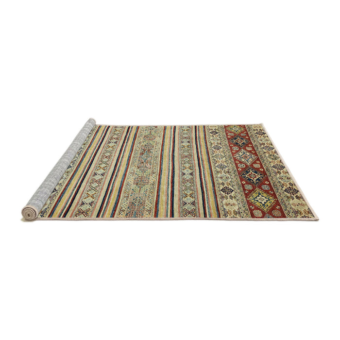 Sideview of Machine Washable Abstract Brown Gold Rug, wshabs2430