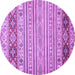 Round Machine Washable Abstract Purple Modern Area Rugs, wshabs2430pur