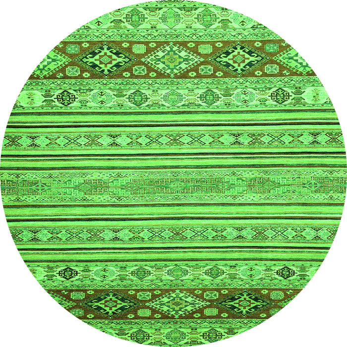 Round Machine Washable Abstract Green Modern Area Rugs, wshabs2430grn