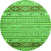 Round Machine Washable Abstract Green Modern Area Rugs, wshabs2430grn