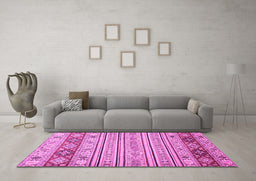 Machine Washable Abstract Pink Modern Rug in a Living Room, wshabs2430pnk